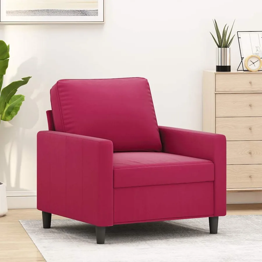 Fauteuil Rouge bordeaux 60 cm Velours