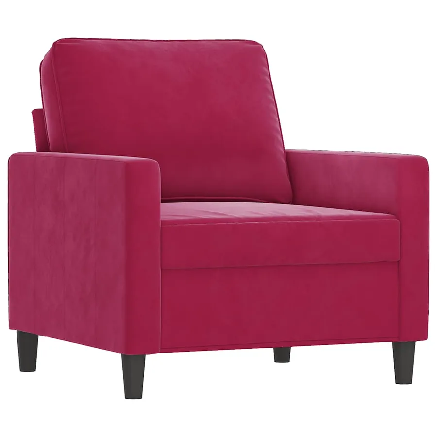 Fauteuil Rouge bordeaux 60 cm Velours - 2