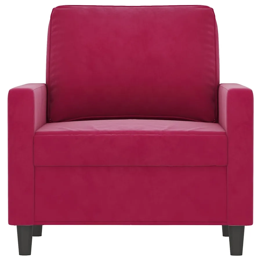 Fauteuil Rouge bordeaux 60 cm Velours - 3