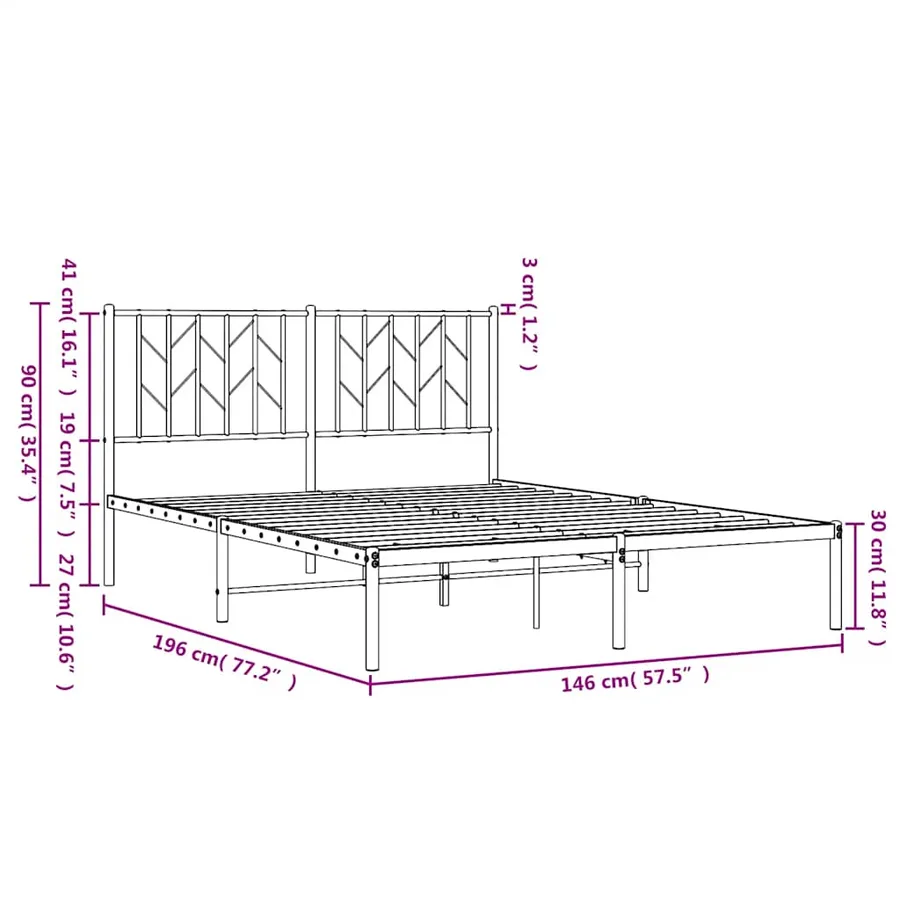 Cadre de lit métal sans matelas avec tête de lit noir 140x190cm - 10
