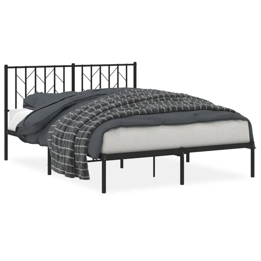 Cadre de lit métal sans matelas avec tête de lit noir 140x190cm - 2