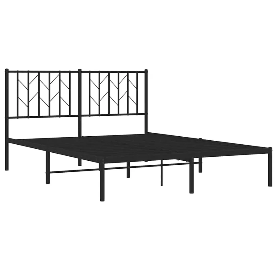 Cadre de lit métal sans matelas avec tête de lit noir 140x190cm - 3