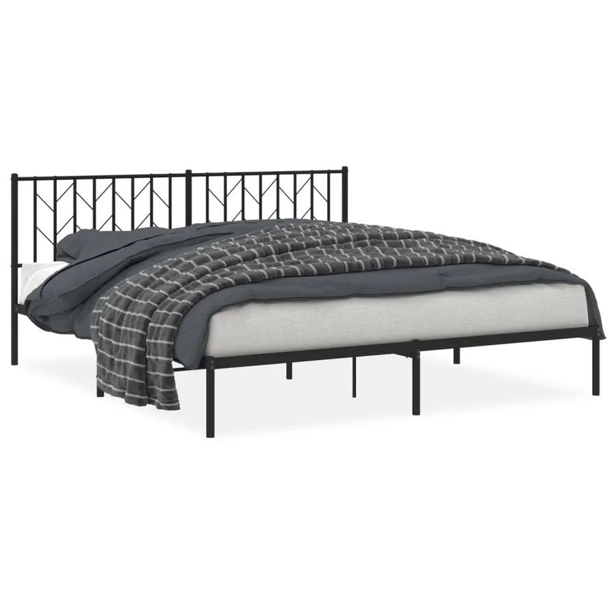 Cadre de lit métal sans matelas avec tête de lit noir 183x213cm - 2