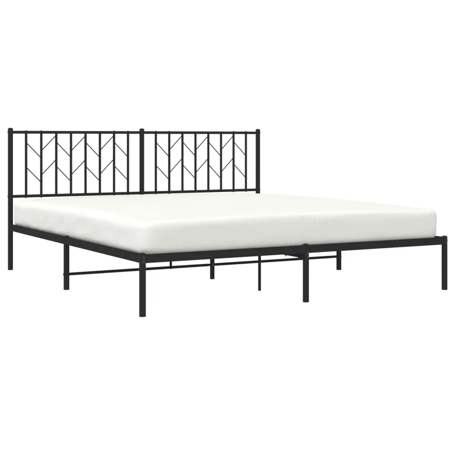 Cadre de lit métal sans matelas avec tête de lit noir 183x213cm - 3
