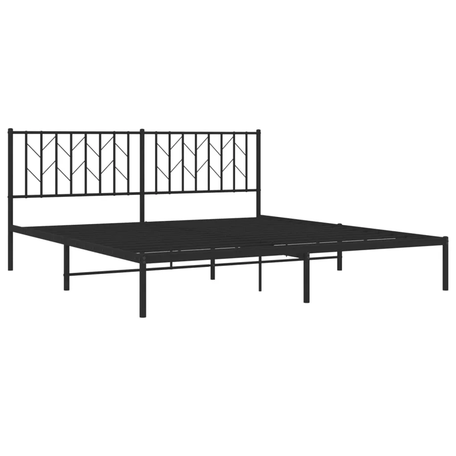 Cadre de lit métal sans matelas avec tête de lit noir 183x213cm - 4