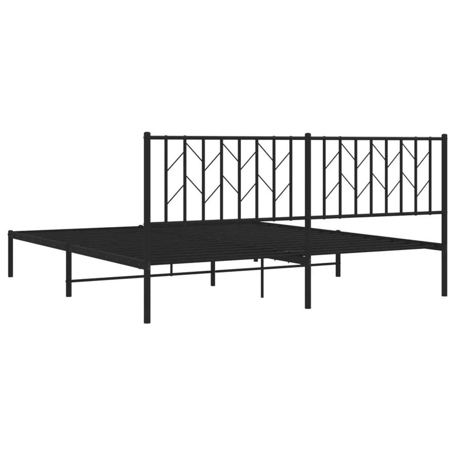 Cadre de lit métal sans matelas avec tête de lit noir 183x213cm - 7