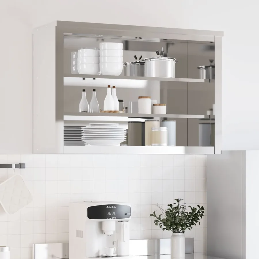 Armoire murale de cuisine avec étagères acier inoxydable - 3