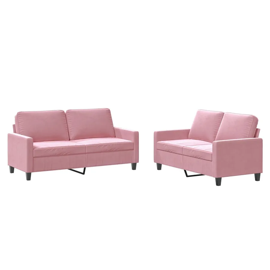 Ensemble de canapés 2 pcs avec coussins Rose Velours - 2