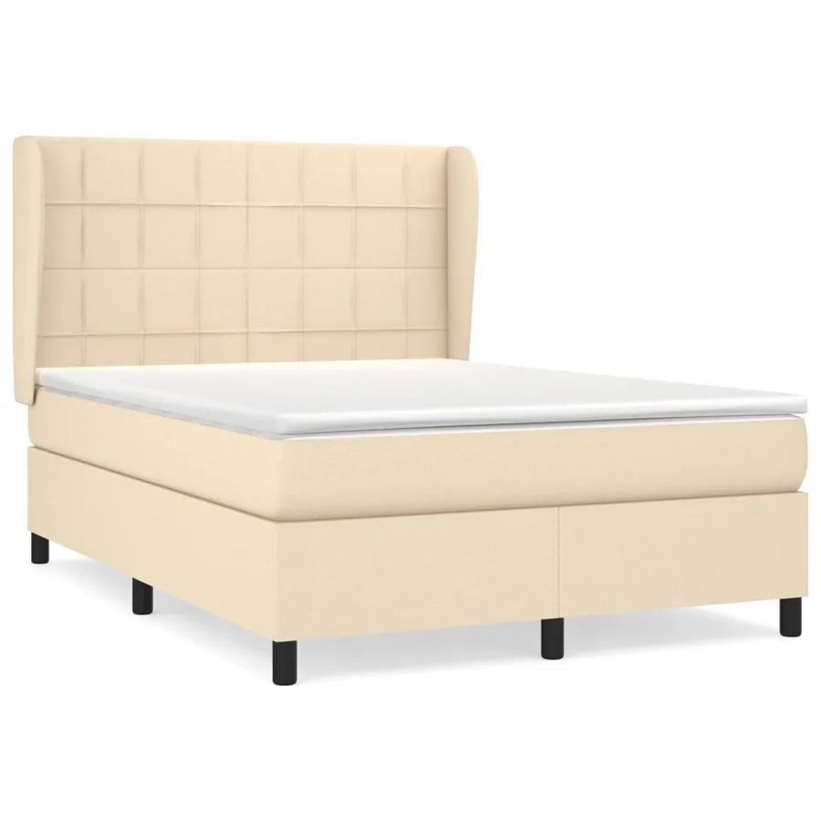 Sommier à lattes de lit avec matelas Crème 140x190 cm Tissu - 2