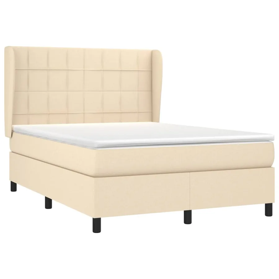 Sommier à lattes de lit avec matelas Crème 140x190 cm Tissu - 3