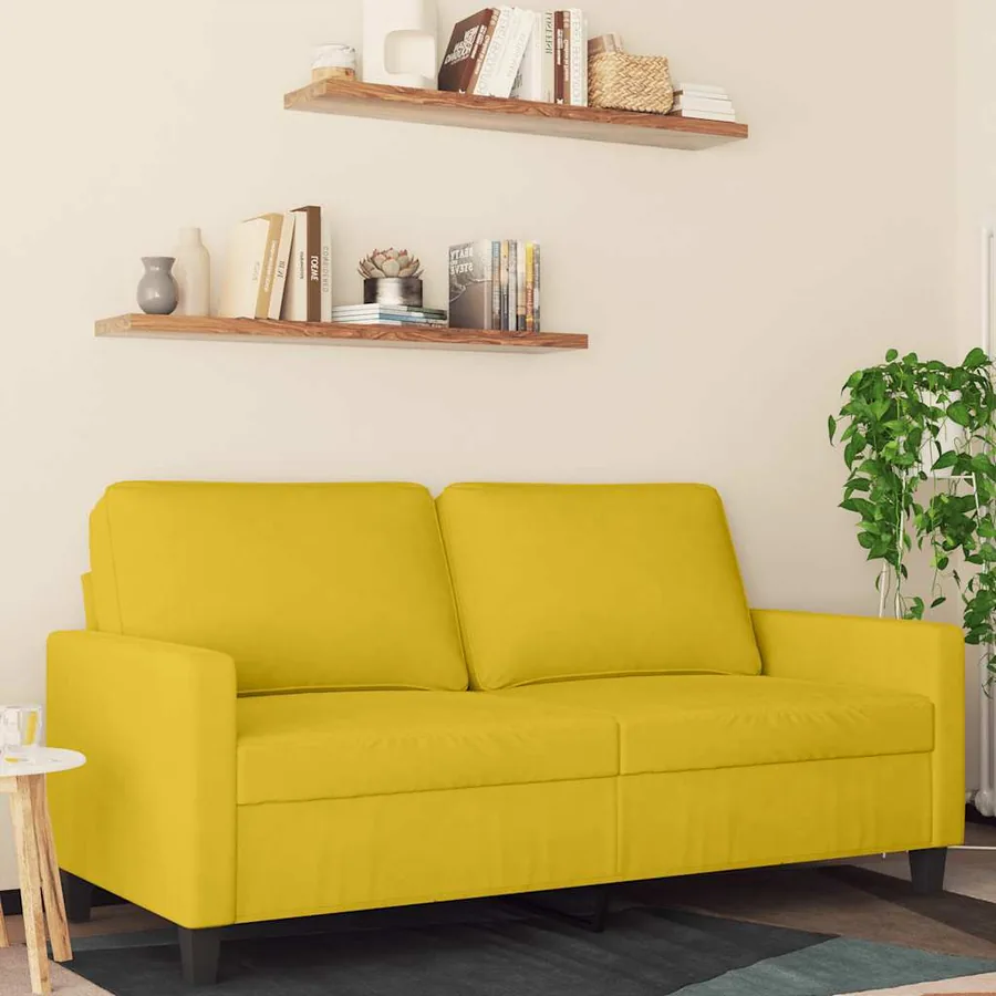Canapé à 2 places Jaune 140 cm Velours