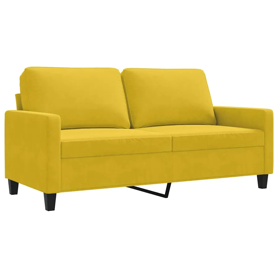 Canapé à 2 places Jaune 140 cm Velours - 2
