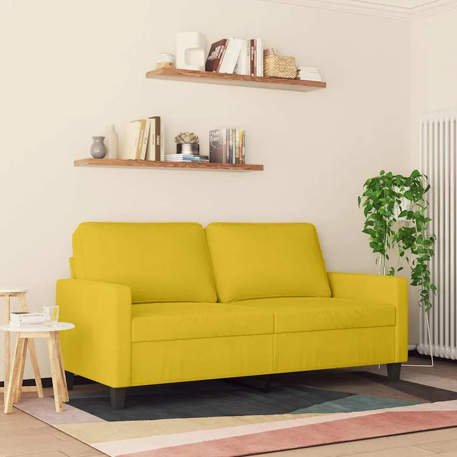 Canapé à 2 places Jaune 140 cm Velours - 3