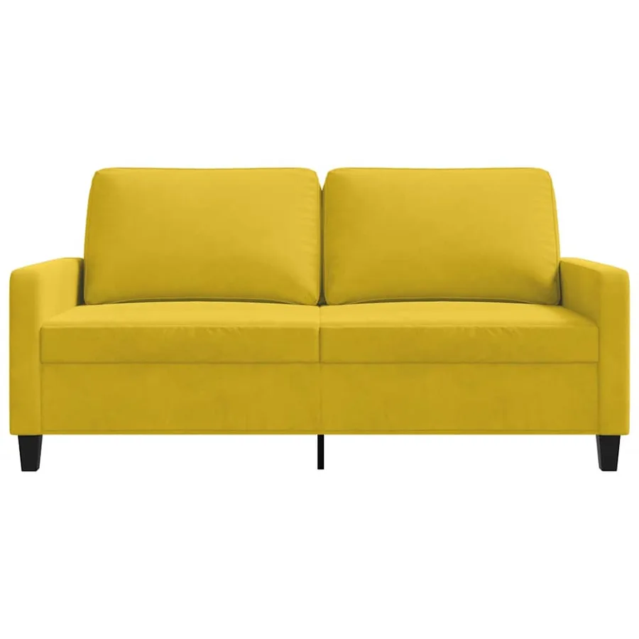 Canapé à 2 places Jaune 140 cm Velours - 4