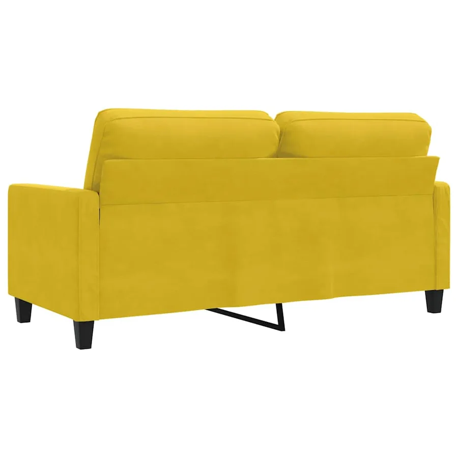 Canapé à 2 places Jaune 140 cm Velours - 6