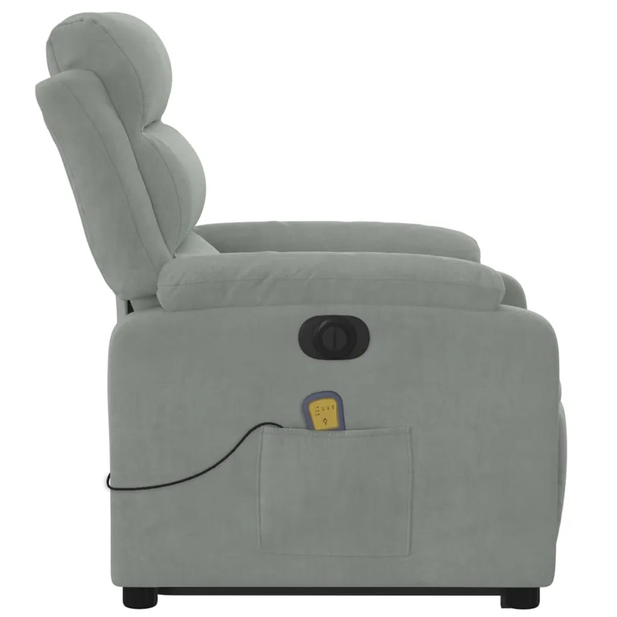 Fauteuil inclinable de massage électrique gris clair velours - 10