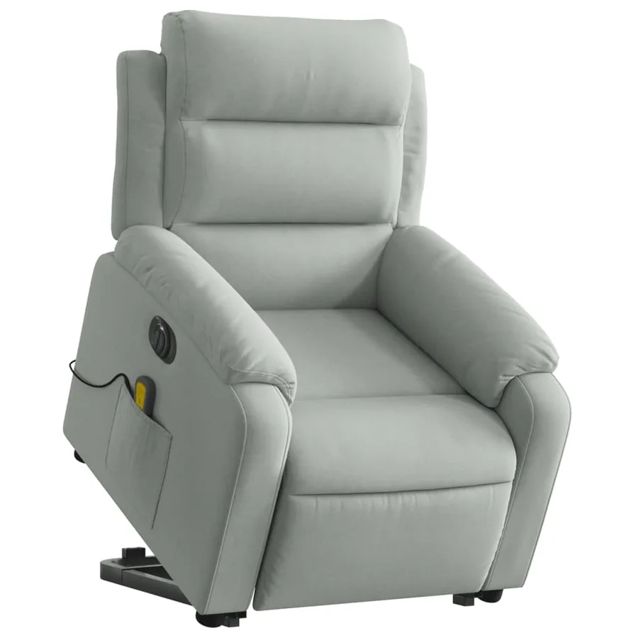 Fauteuil inclinable de massage électrique gris clair velours - 3