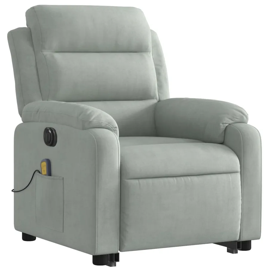 Fauteuil inclinable de massage électrique gris clair velours - 4