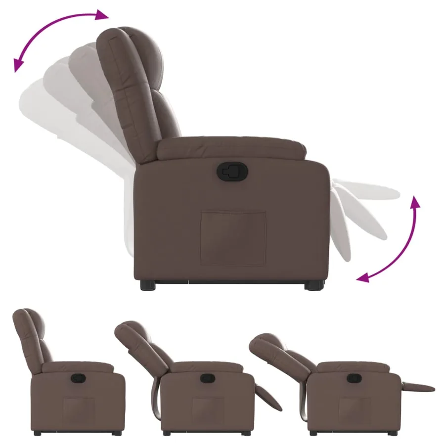 Fauteuil inclinable marron similicuir - 7
