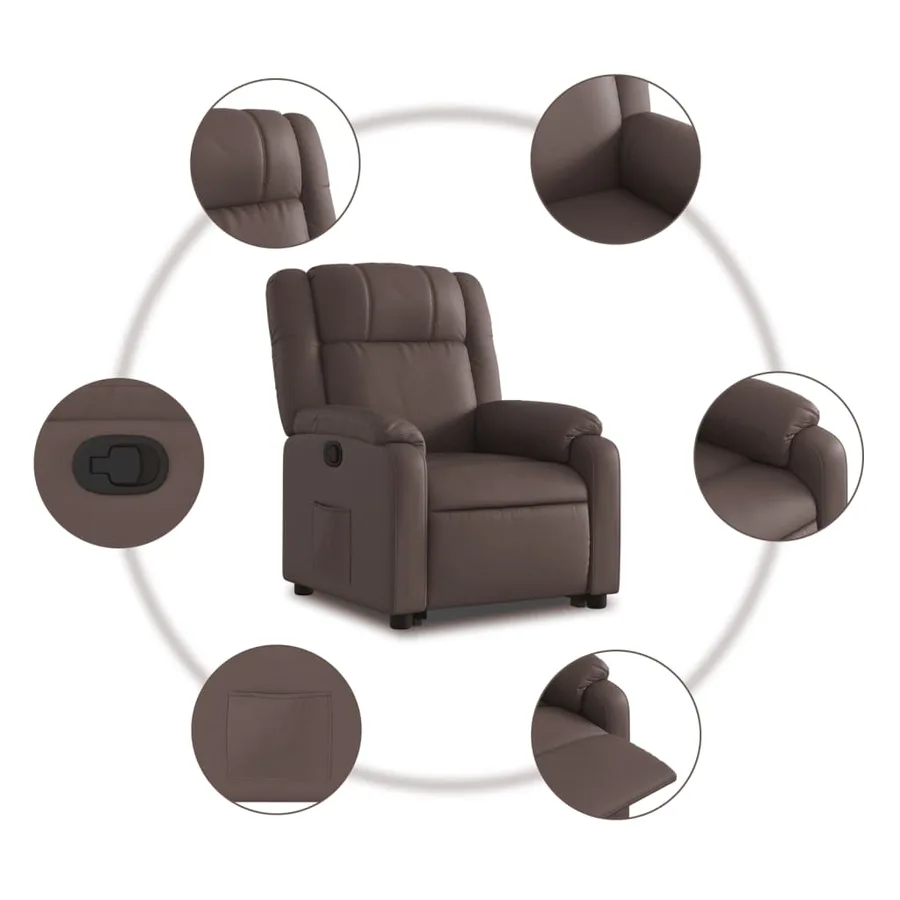 Fauteuil inclinable marron similicuir - 8