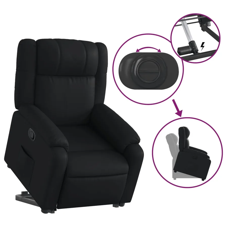 Fauteuil inclinable Noir Similicuir - 6