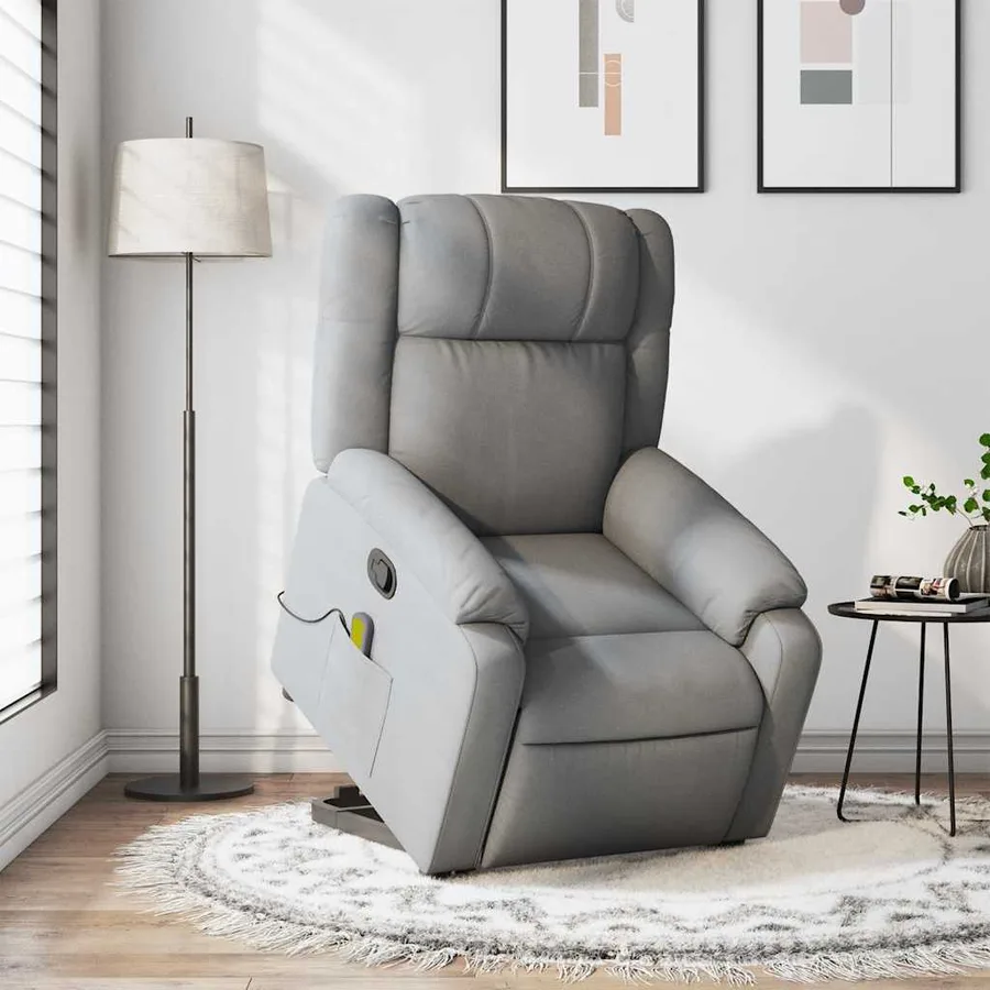 Fauteuil de massage inclinable Gris clair Tissu - 16