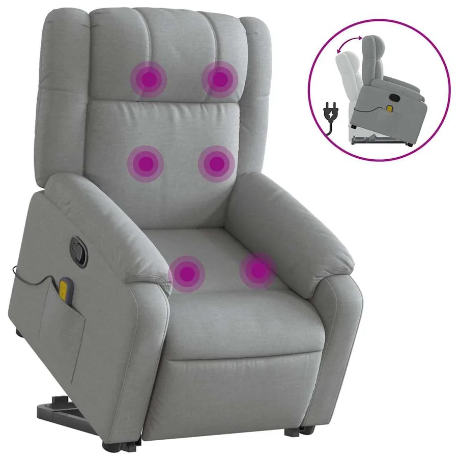 Fauteuil de massage inclinable Gris clair Tissu - 2