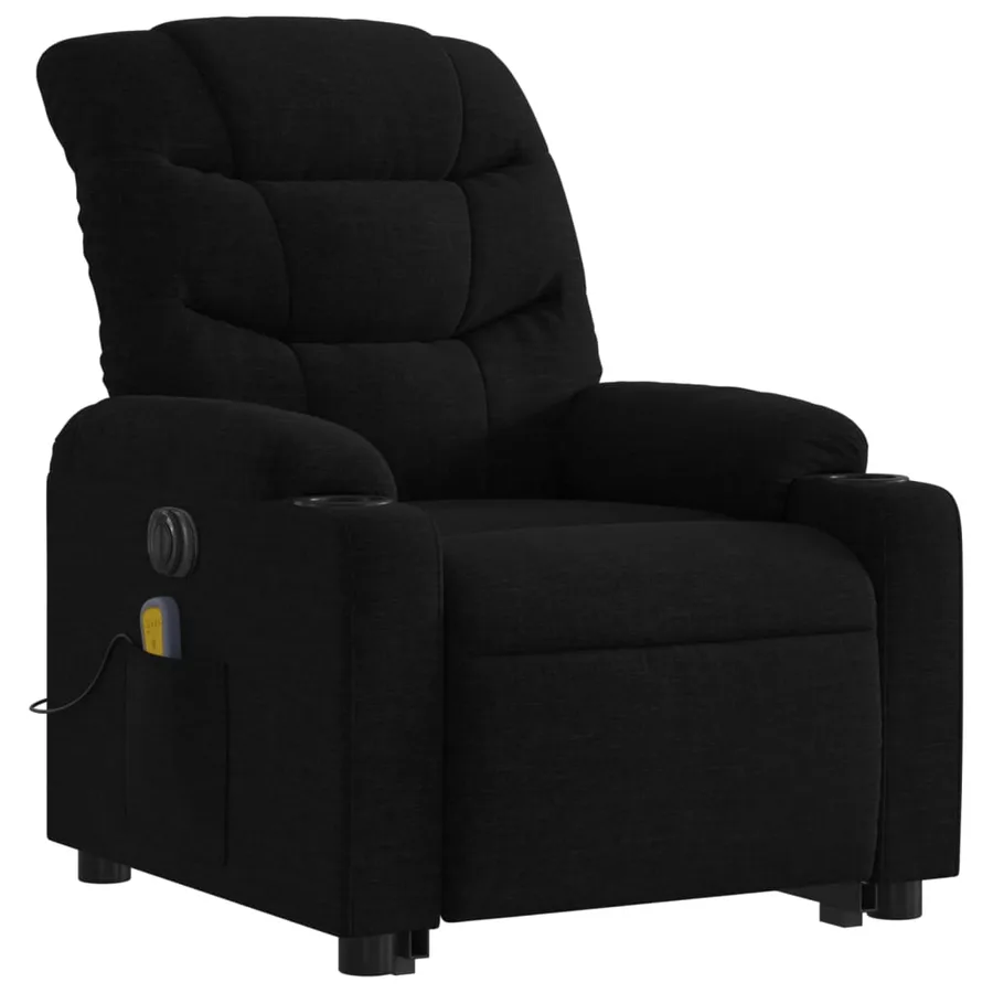 Fauteuil inclinable de massage électrique Noir Tissu - 4