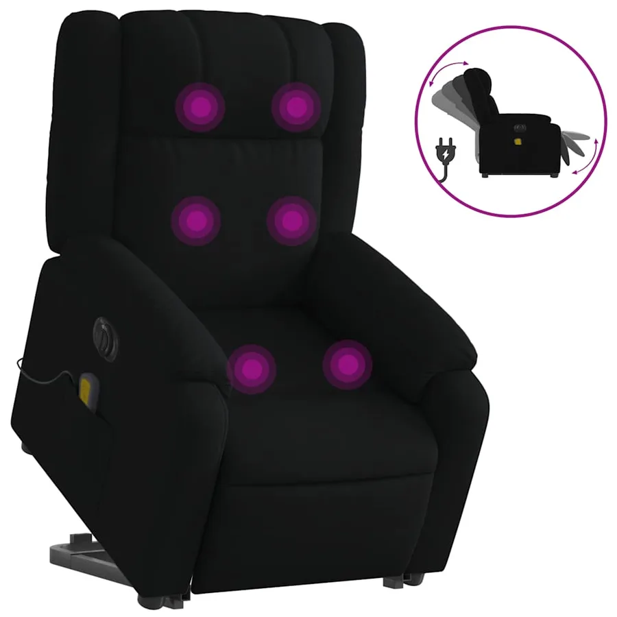 Fauteuil inclinable de massage électrique Noir Tissu - 2