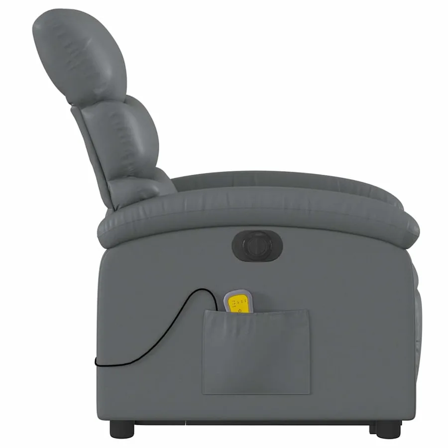 Fauteuil inclinable de massage électrique gris similicuir - 10