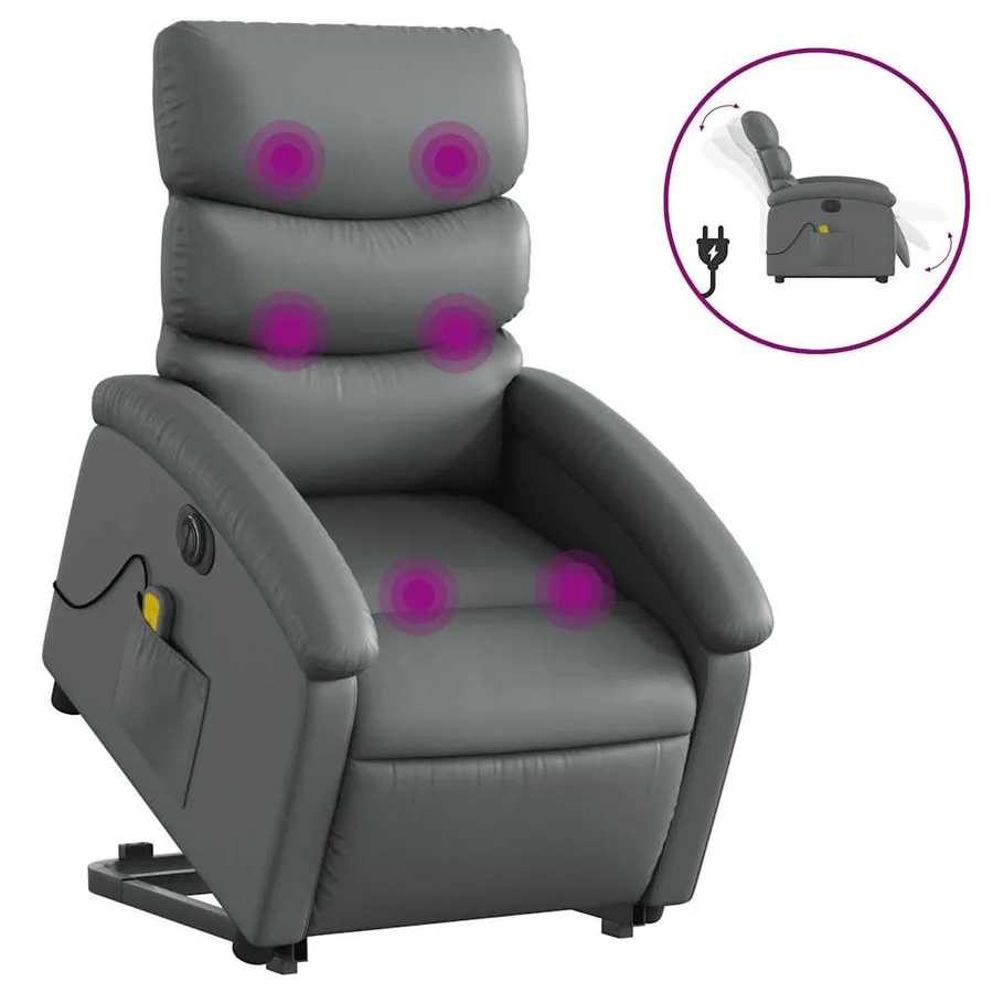 Fauteuil inclinable de massage électrique gris similicuir - 2