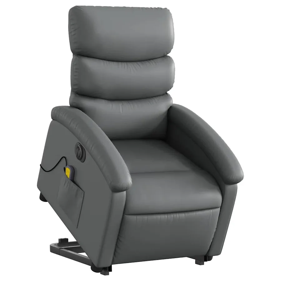 Fauteuil inclinable de massage électrique gris similicuir - 3