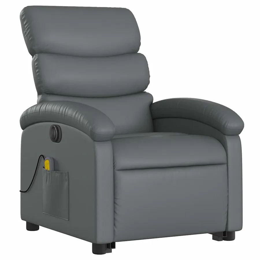 Fauteuil inclinable de massage électrique gris similicuir - 4