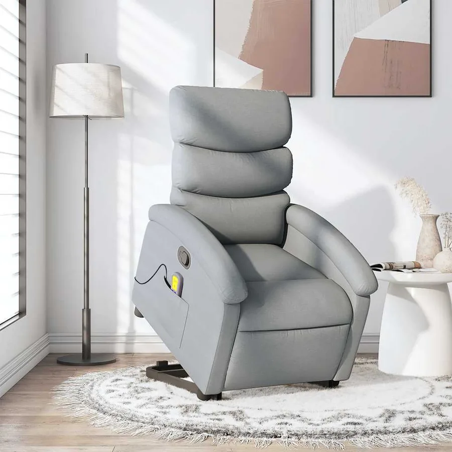Fauteuil de massage inclinable Gris clair Tissu - 15