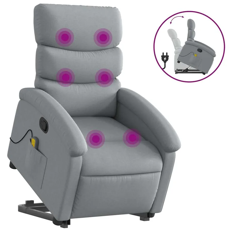 Fauteuil de massage inclinable Gris clair Tissu - 2