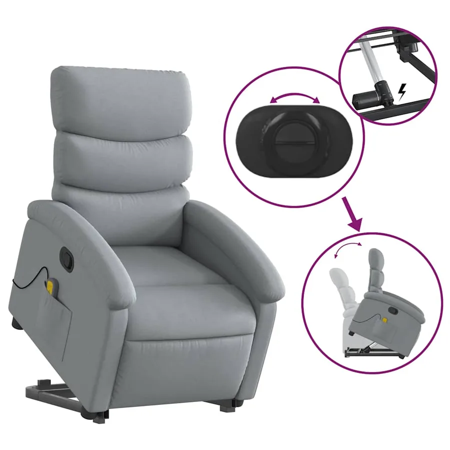 Fauteuil de massage inclinable Gris clair Tissu - 6