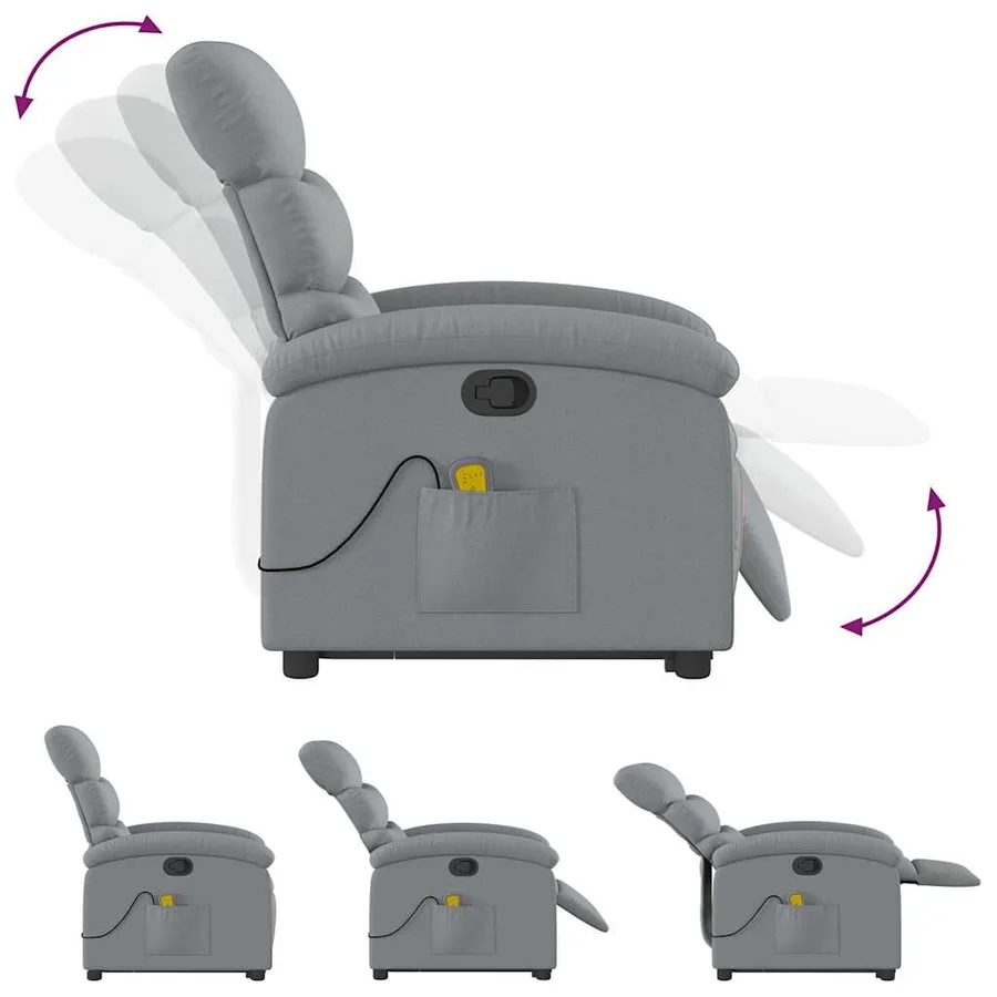 Fauteuil de massage inclinable Gris clair Tissu - 7