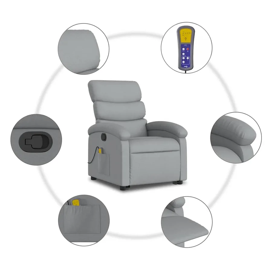 Fauteuil de massage inclinable Gris clair Tissu - 8