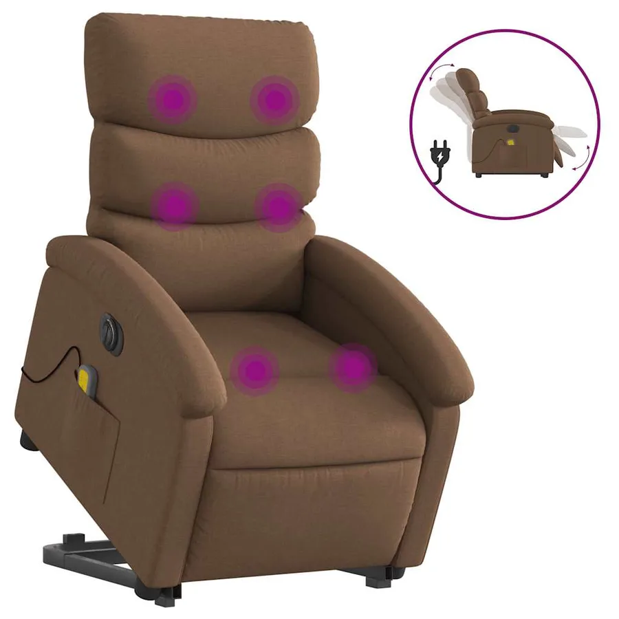 Fauteuil inclinable de massage électrique Marron Tissu - 2