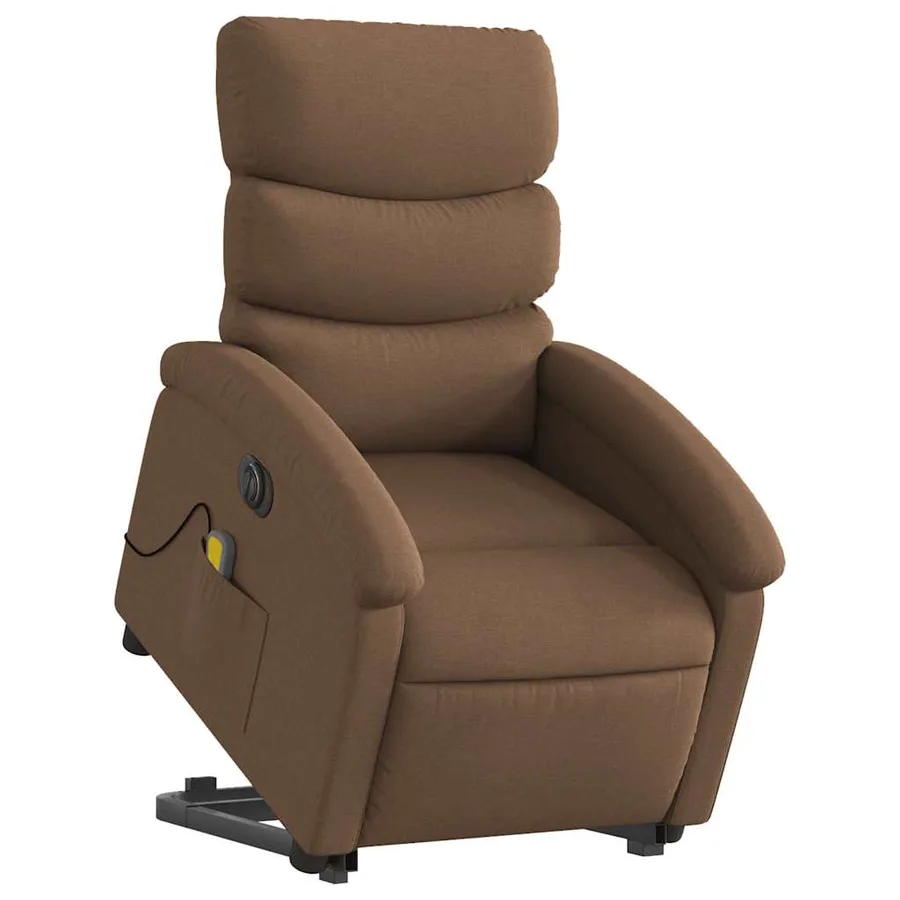Fauteuil inclinable de massage électrique Marron Tissu - 3