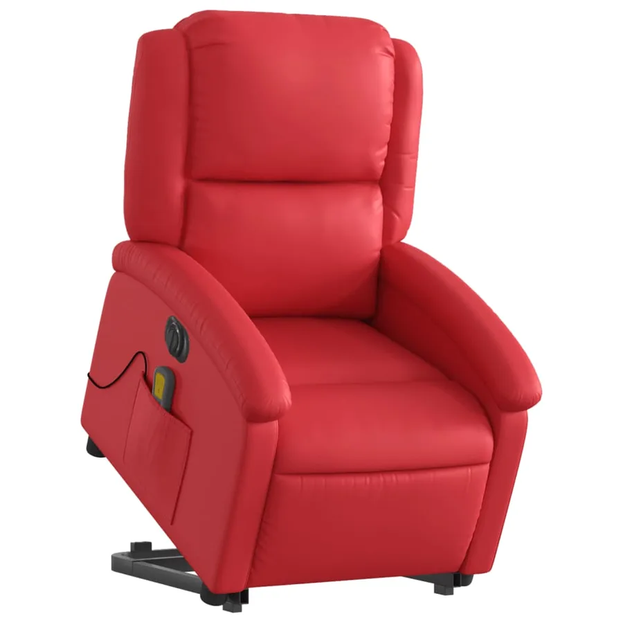 Fauteuil inclinable de massage électrique rouge similicuir - 3
