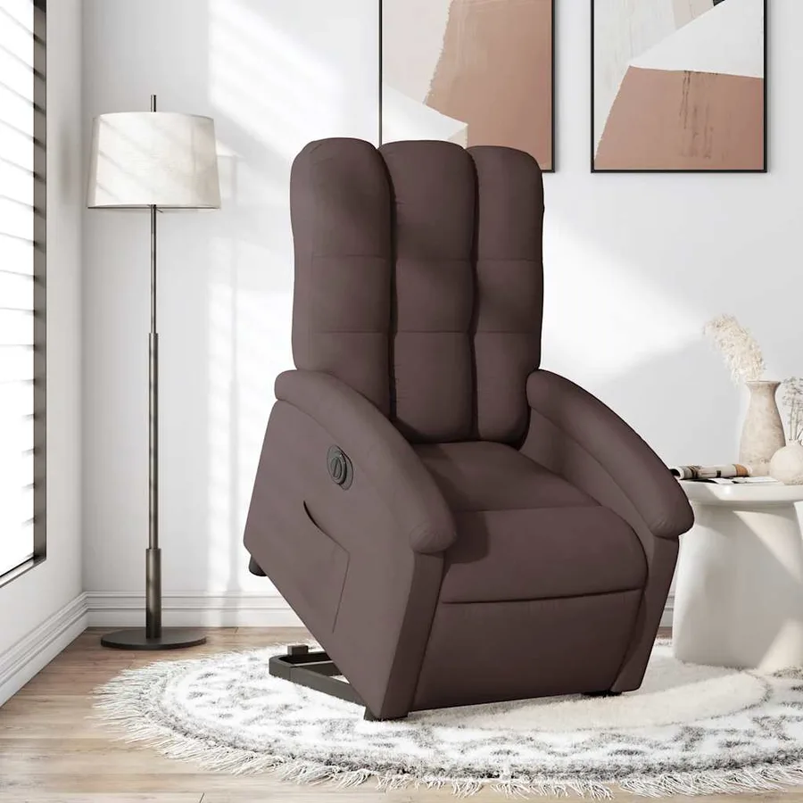 Fauteuil inclinable électrique marron foncé tissu - 16