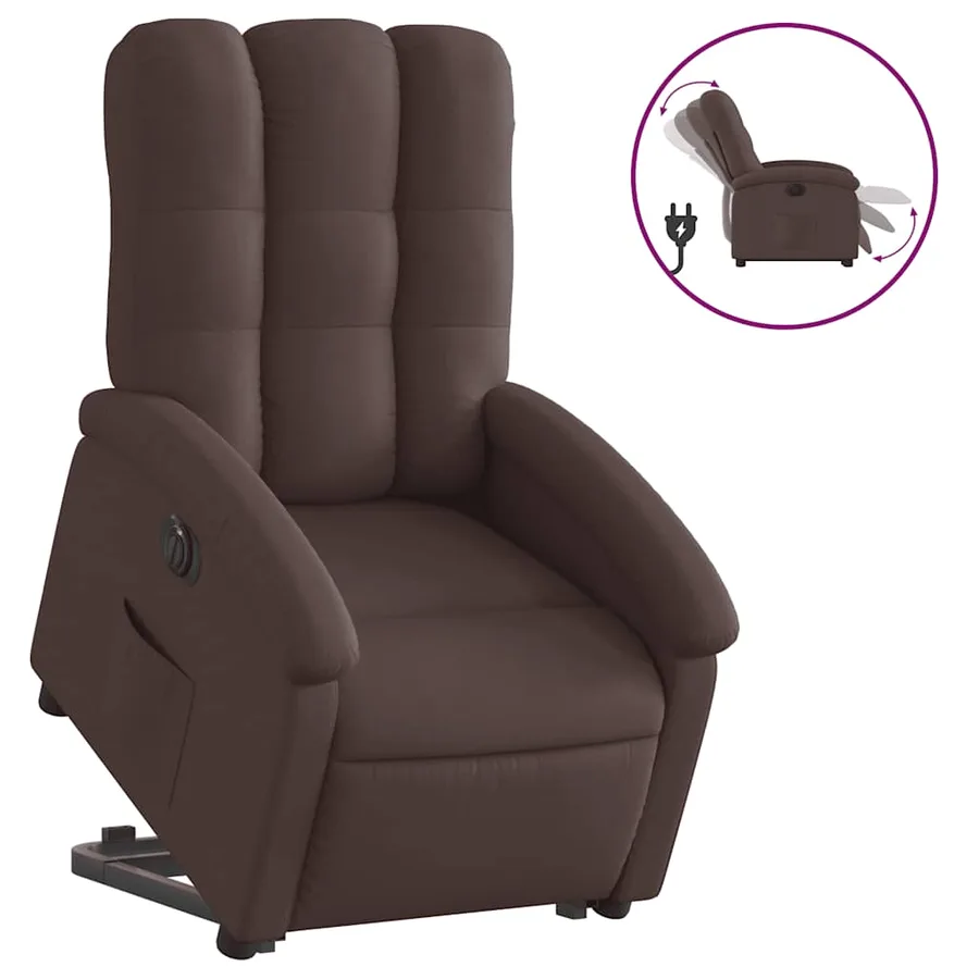Fauteuil inclinable électrique marron foncé tissu - 2