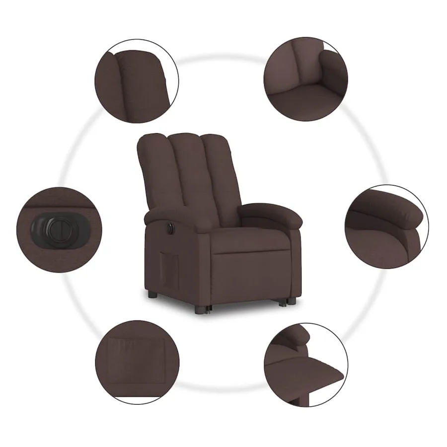 Fauteuil inclinable électrique marron foncé tissu - 8