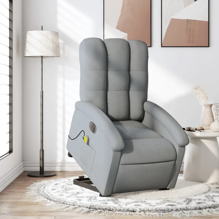 Fauteuil inclinable de massage électrique Gris clair Tissu - 16