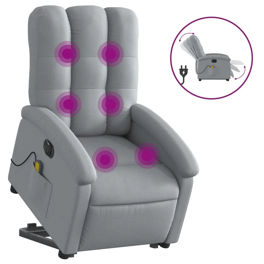 Fauteuil inclinable de massage électrique Gris clair Tissu - 2