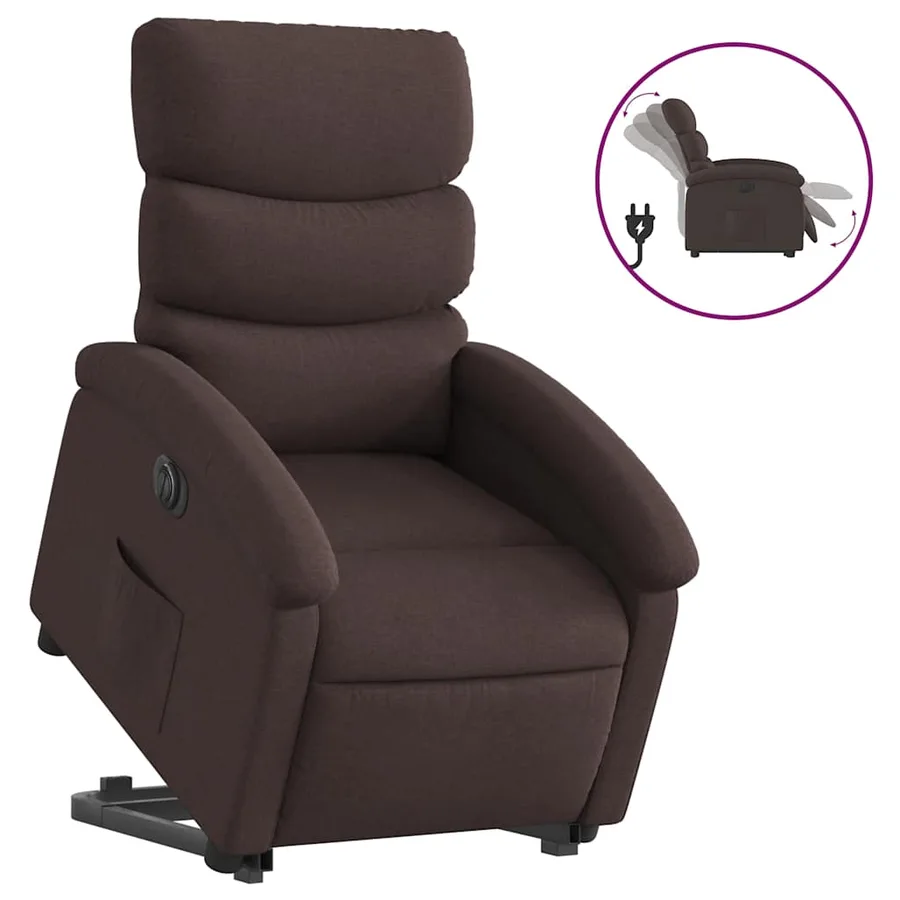 Fauteuil inclinable électrique marron foncé tissu - 2