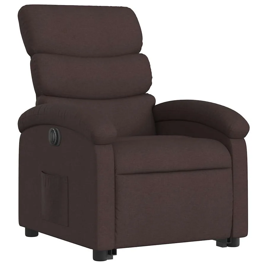 Fauteuil inclinable électrique marron foncé tissu - 4