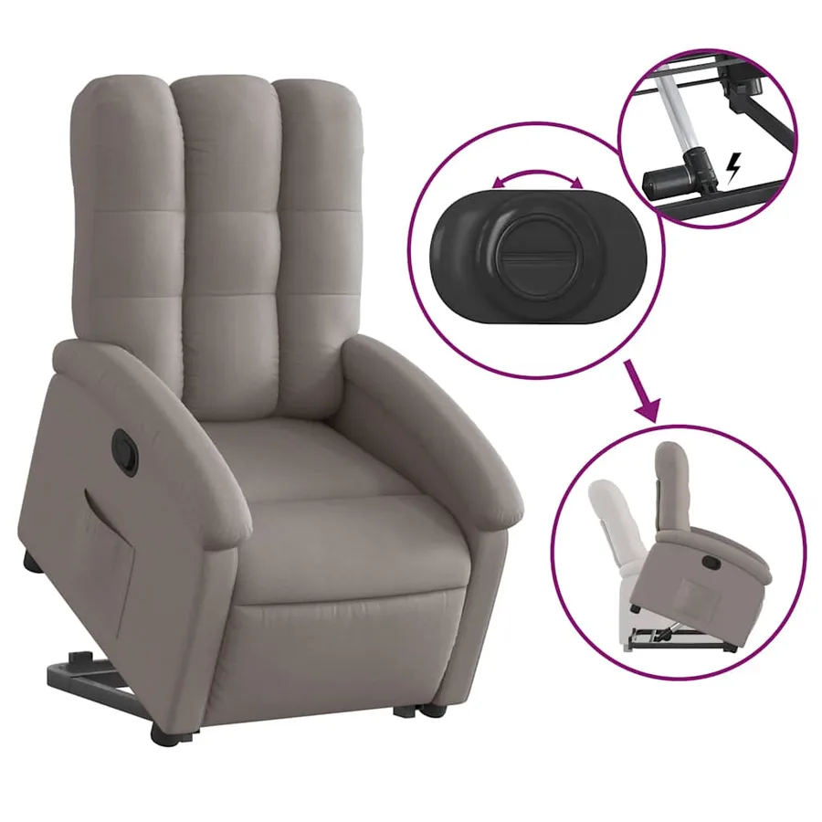 Fauteuil inclinable taupe tissu - 8