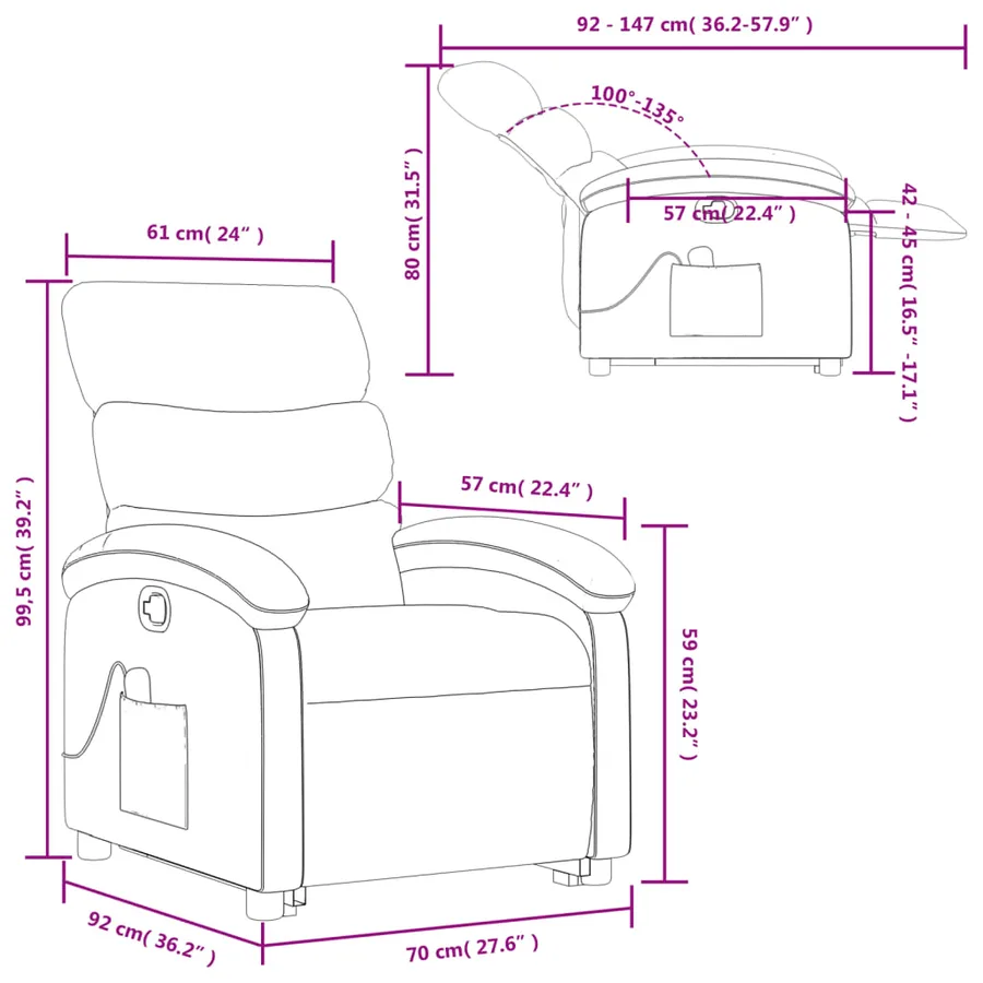 Fauteuil inclinable de massage Cappuccino Similicuir - 15